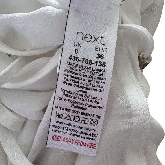 Next Size 8 Ivory Faux Wrap Short Sleeve Blouse VNext Polyester Career Summer To - Picture 7 of 9